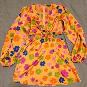 Show Me Your Mumu Cut Out Mini Dress Poppin Poppy Floral